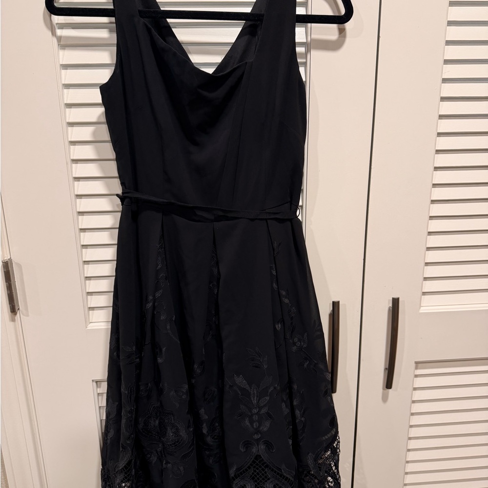 Tahari Black Floral Midi Dress